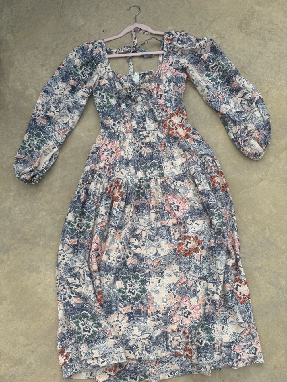 Moon River Floral Midi Dress in Blue, Pink, Green, Rust